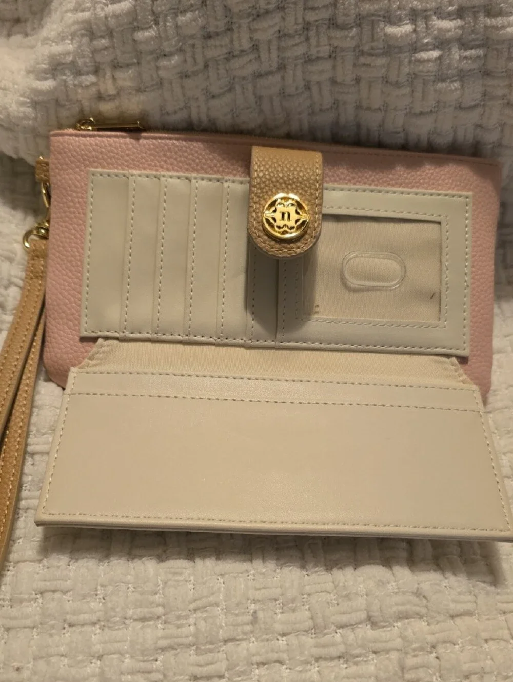Nanette Lepore Pink, Cream & Tan Pebbled Wristlet